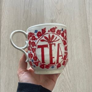 Anthropologie Elevenses Floral "TEA" Mug